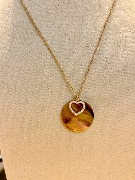 Collier Cœur Miroir Doré