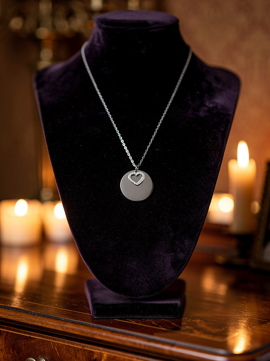 Collier Cœur Miroir Argenté