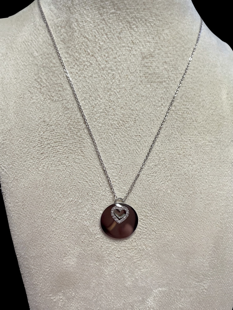 Collier Cœur Miroir Argenté