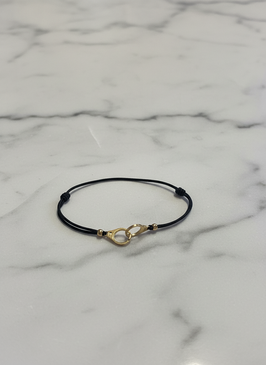 Bracelet cordon menotte doré