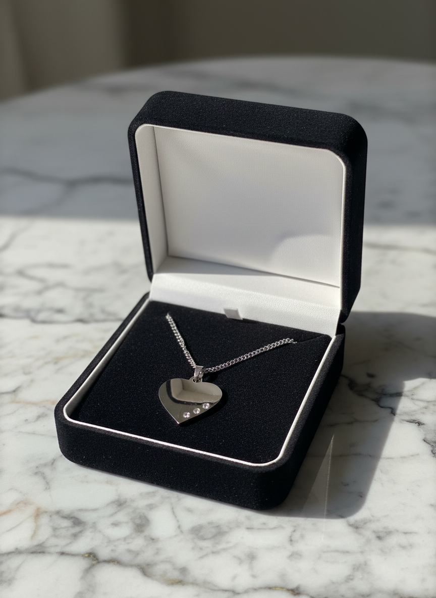 Collier Reflet du cœur argenté