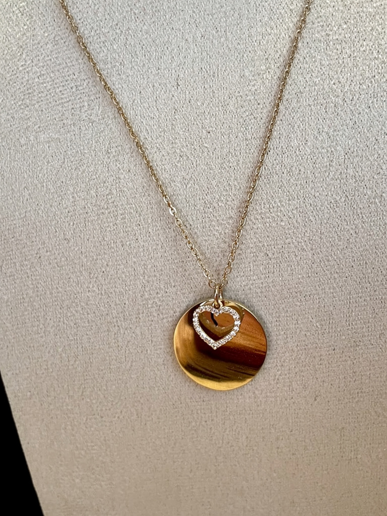 Collier Cœur Miroir Doré