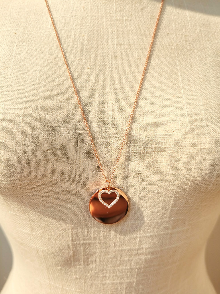 Collier Cœur Miroir Doré