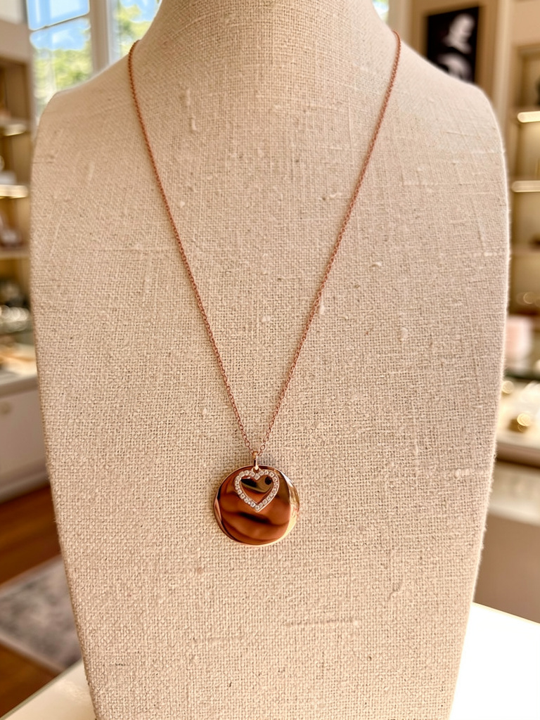 Collier Cœur Miroir Doré