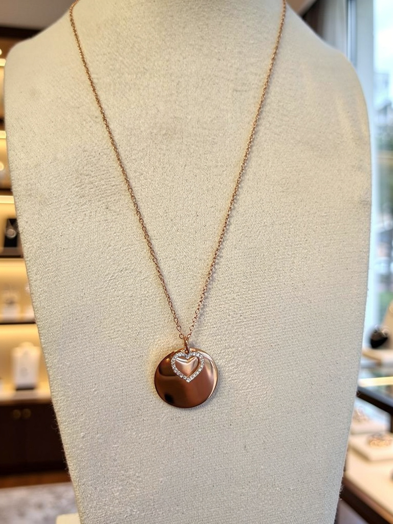 Collier Cœur Miroir Doré