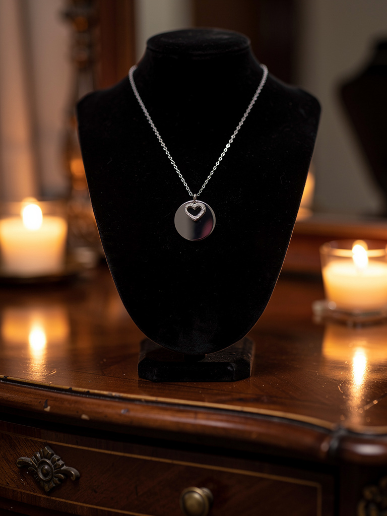 Collier Cœur Miroir Argenté