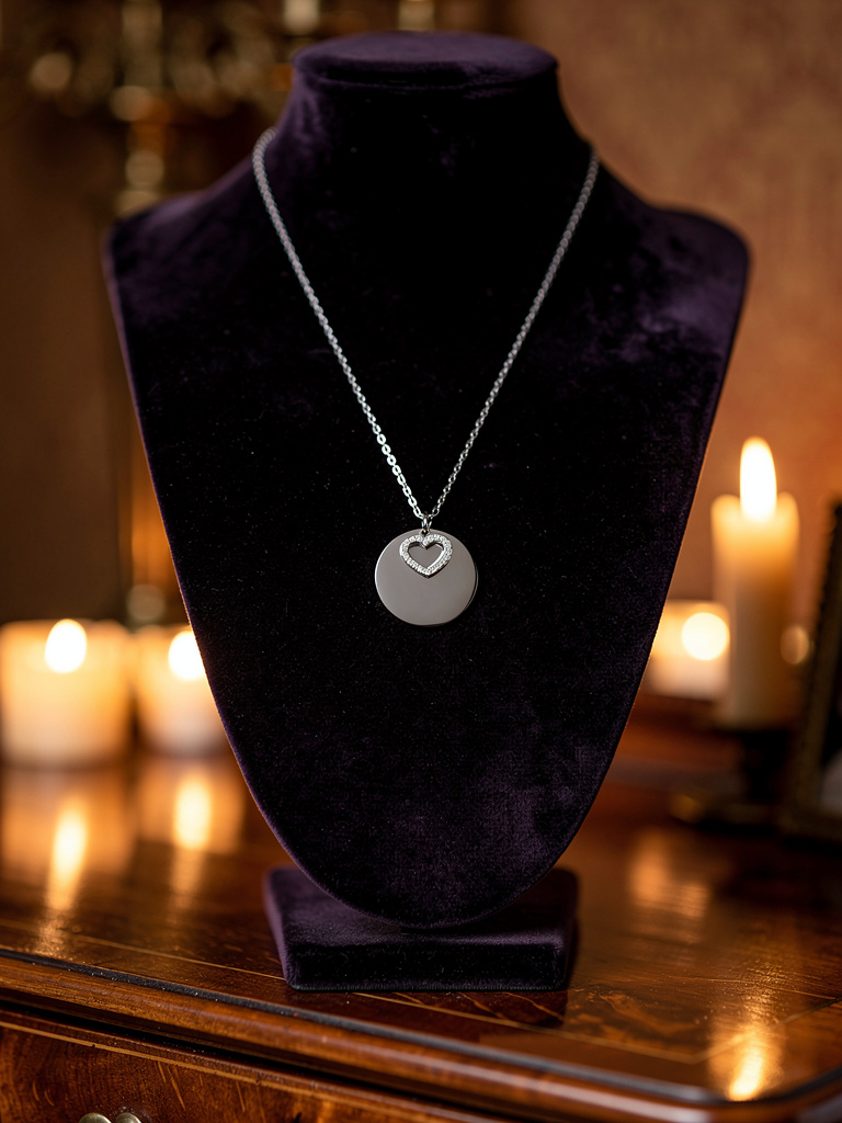 Collier Cœur Miroir Argenté