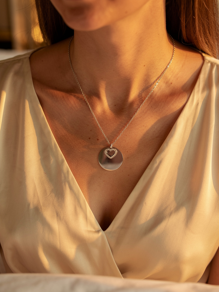 Collier Cœur Miroir Argenté