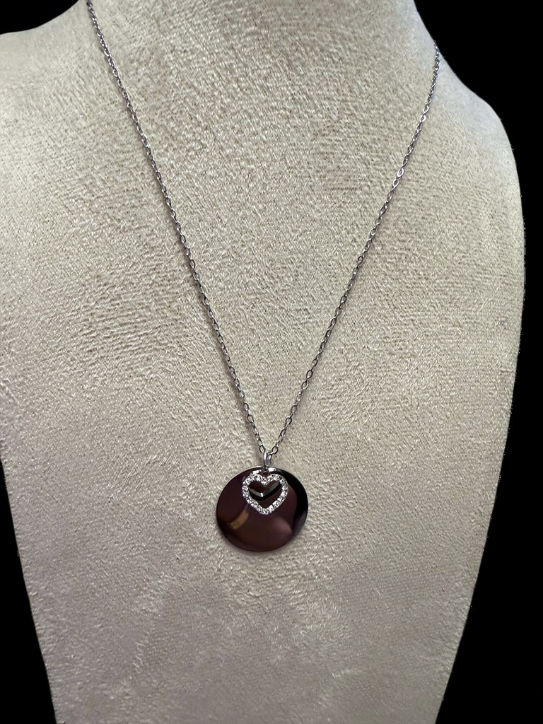 Collier Cœur Miroir Argenté