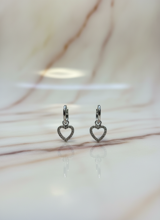 Boucle d'oreille mon cœur pendant argenté