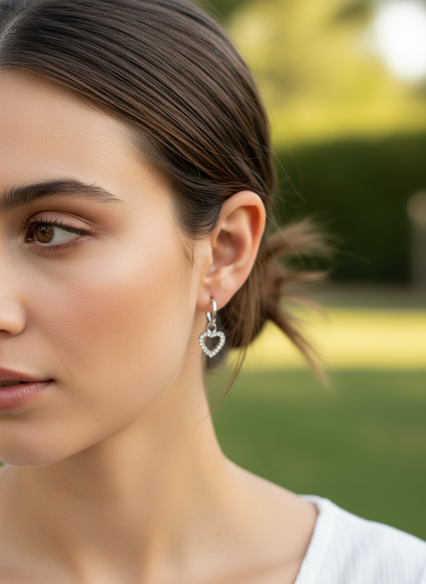 Boucle d'oreille mon cœur pendant argenté