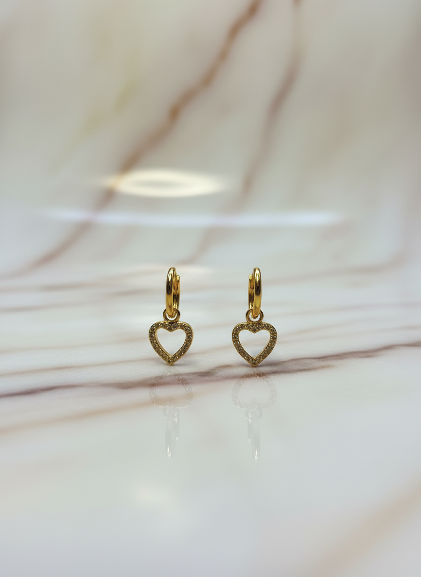 Boucle d'oreille mon cœur pendant doré