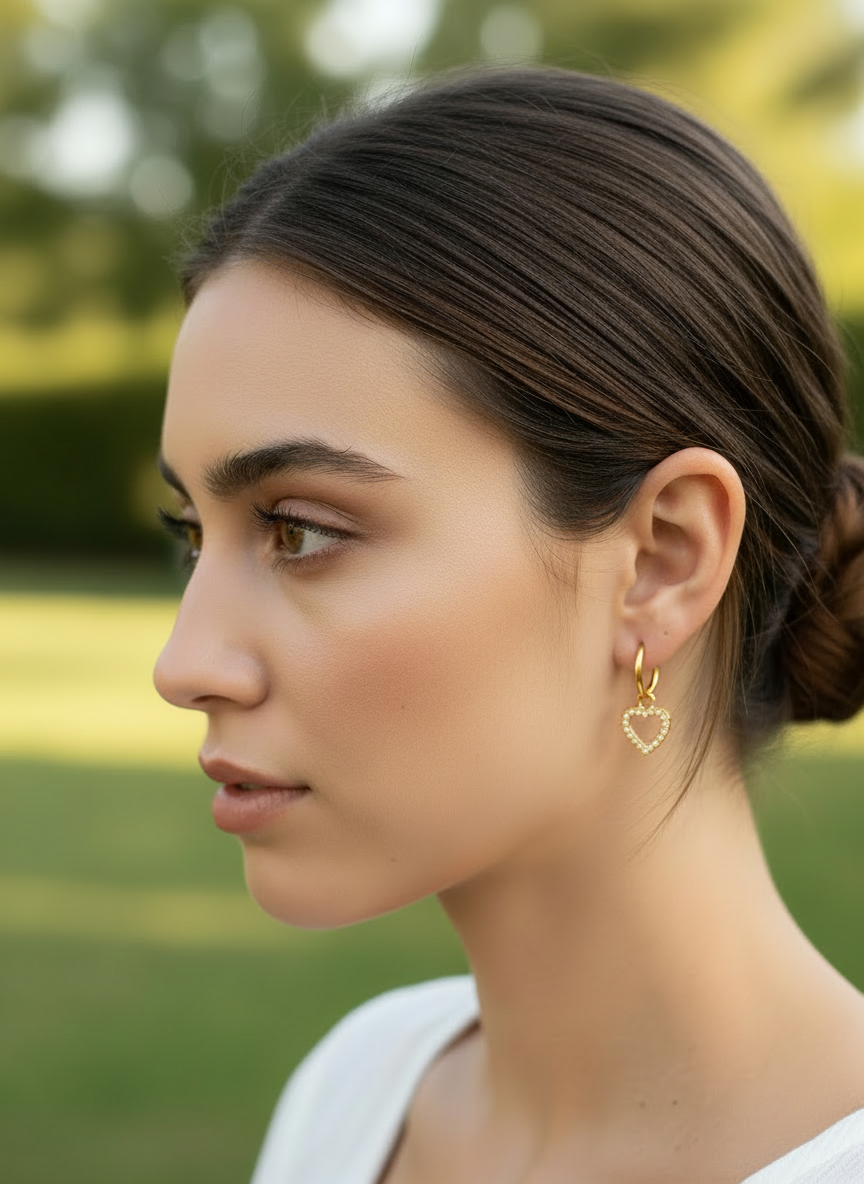 Boucle d'oreille mon cœur pendant doré