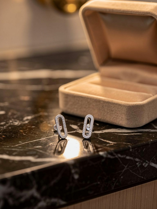 Boucle d'oreille lumière suspendue argenté