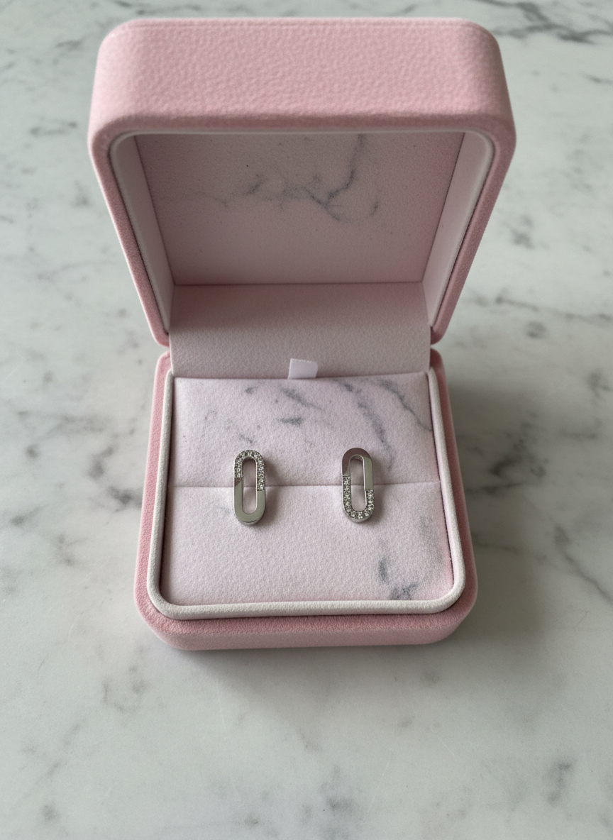 Boucle d'oreille lumière suspendue argenté