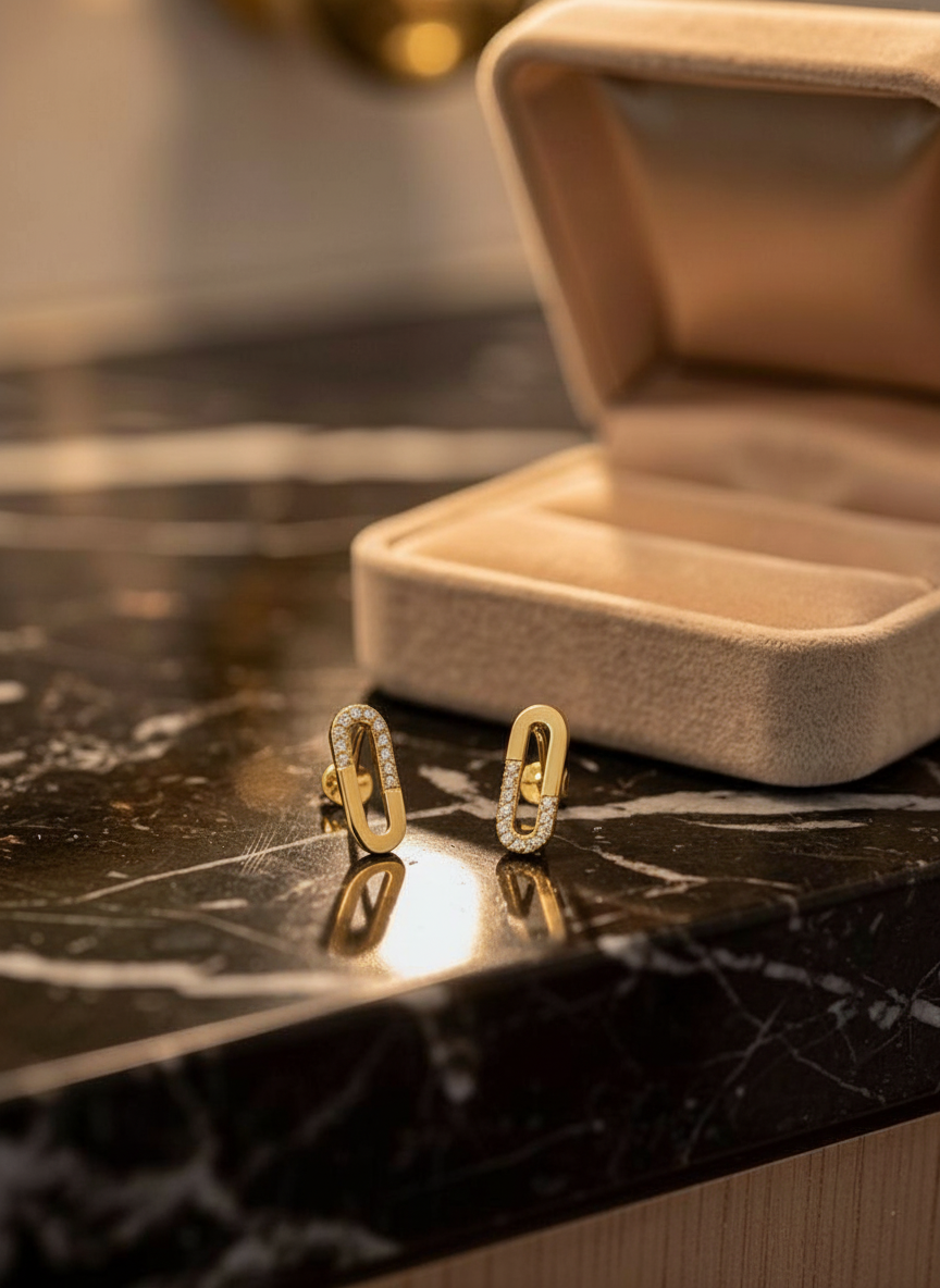 Boucle d'oreille lumière suspendue doré