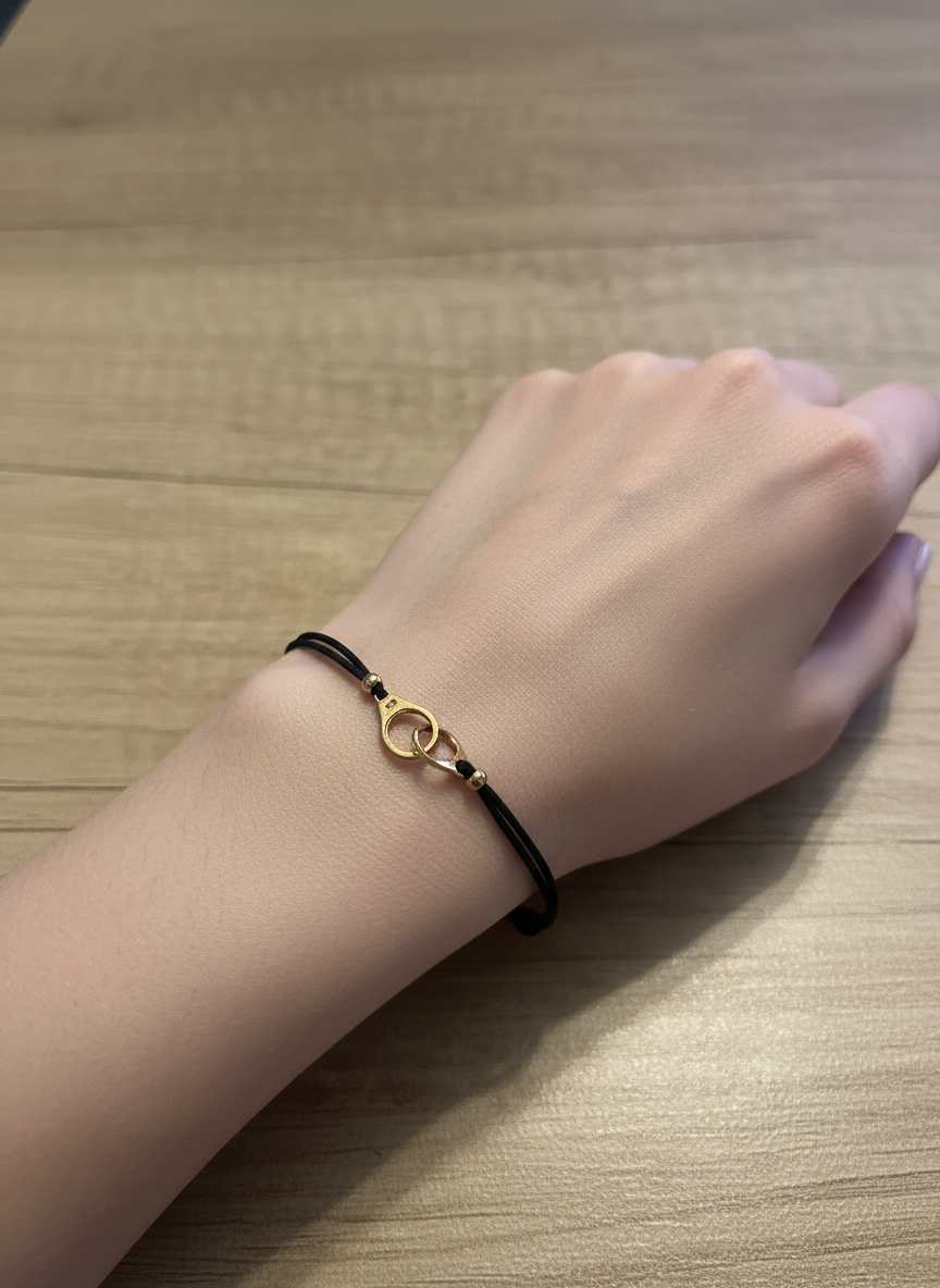 Bracelet cordon menotte doré