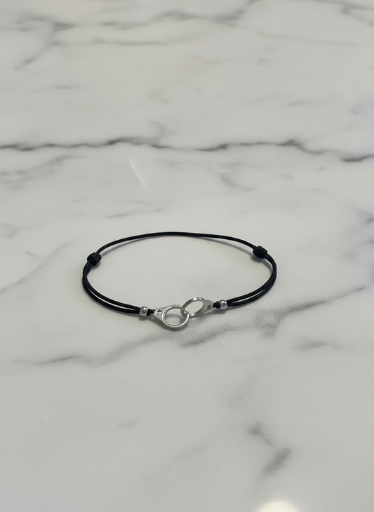 Bracelet cordon menotte argenté