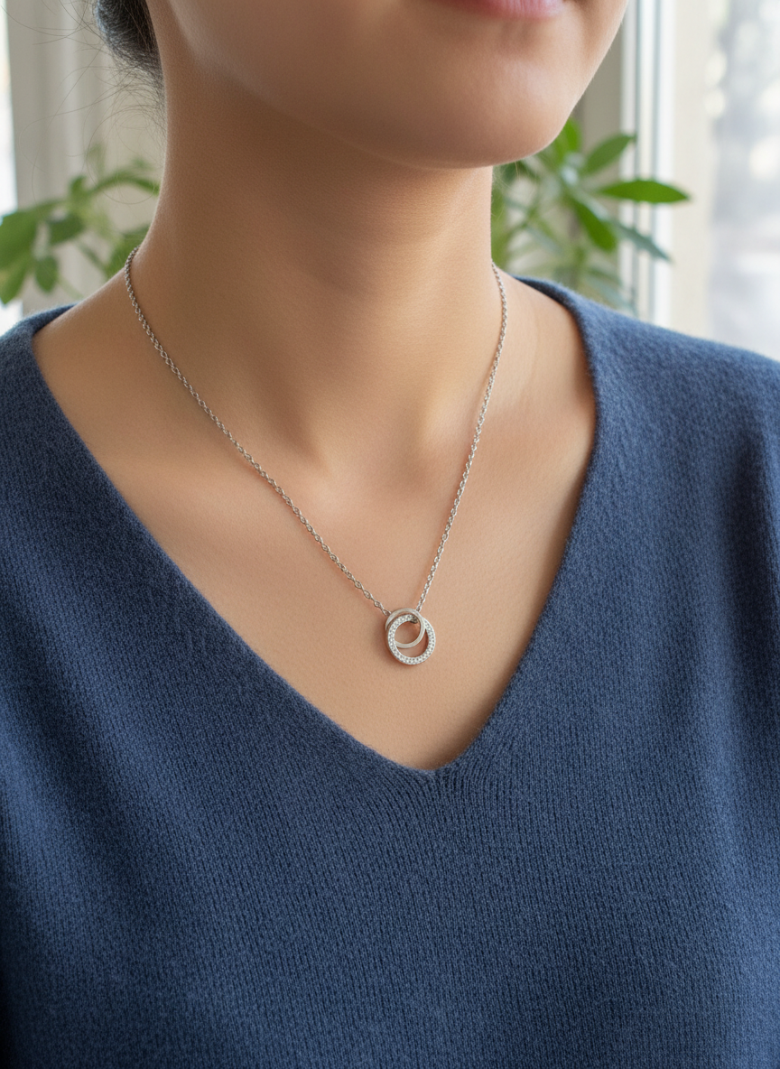 Collier les anneaux d'argent